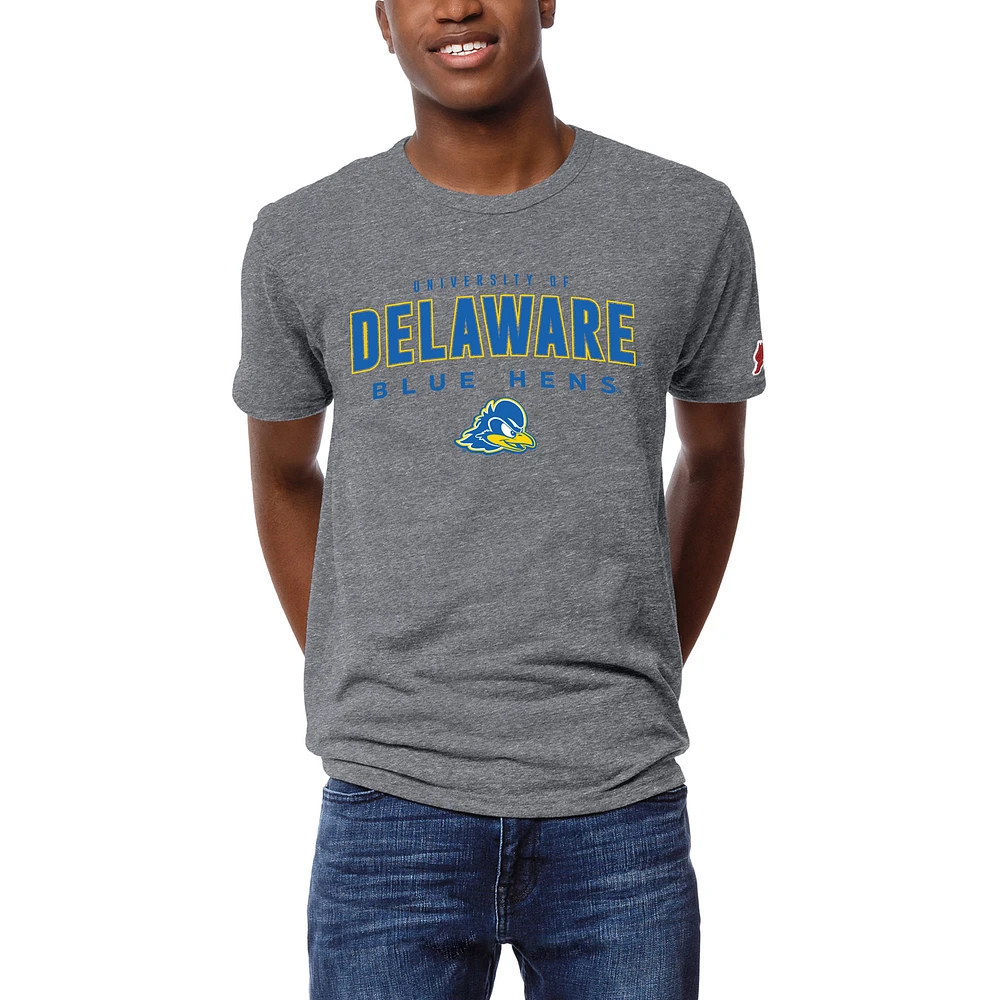 Men's League Collegiate Wear Heather Gray Delaware Fightin' Blue Hens Victory Falls Tri-Blend T-Shirt
