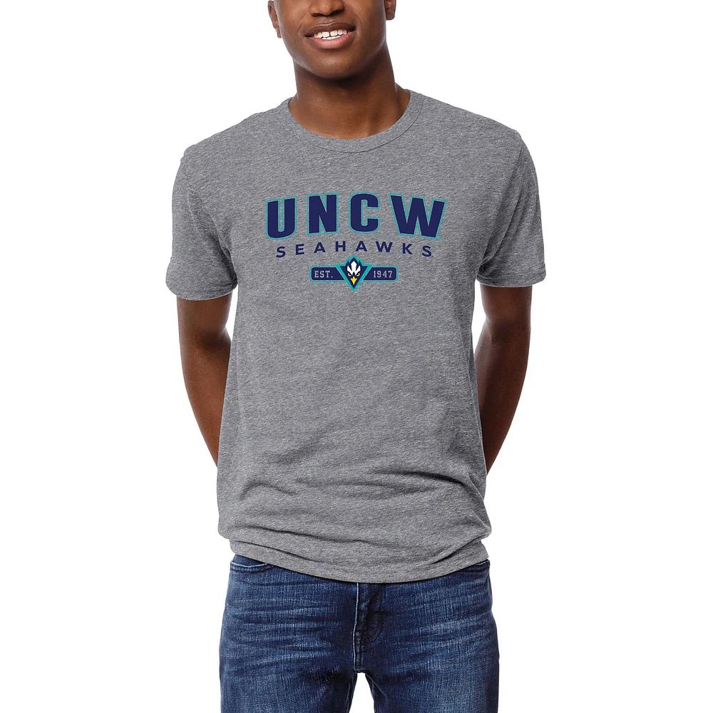 Men's League Collegiate Wear Heather Gray UNC Wilmington Seahawks Victory Falls Tri-Blend T-Shirt