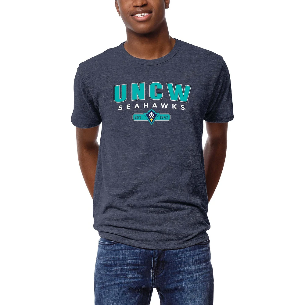 Men's League Collegiate Wear Heather Navy UNC Wilmington Seahawks Victory Falls Tri-Blend T-Shirt