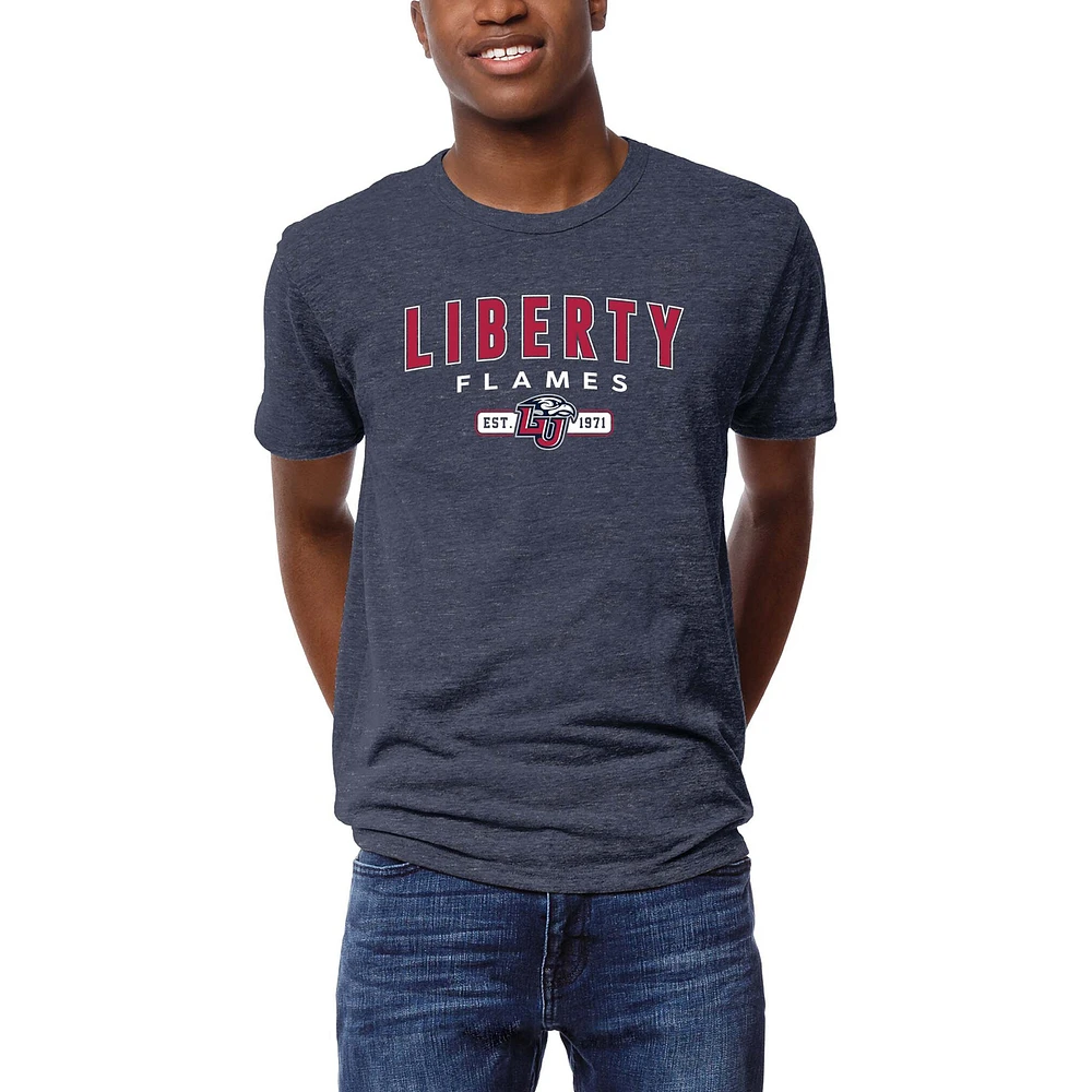 Men's League Collegiate Wear Heather Navy Liberty Flames Victory Falls Tri-Blend T-Shirt