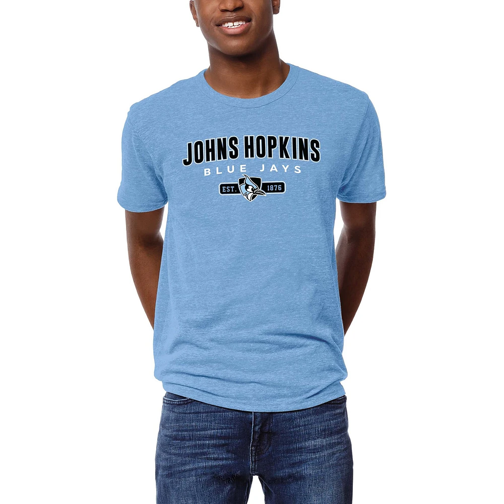 Men's League Collegiate Wear Heather Powder Blue Johns Hopkins Jays Victory Falls Tri-Blend T-Shirt