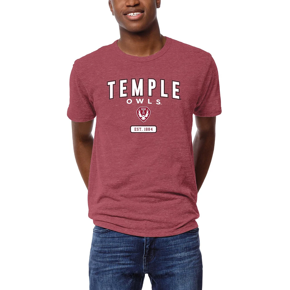 Men's League Collegiate Wear Cardinal Temple Owls Victory Falls Tri-Blend T-Shirt