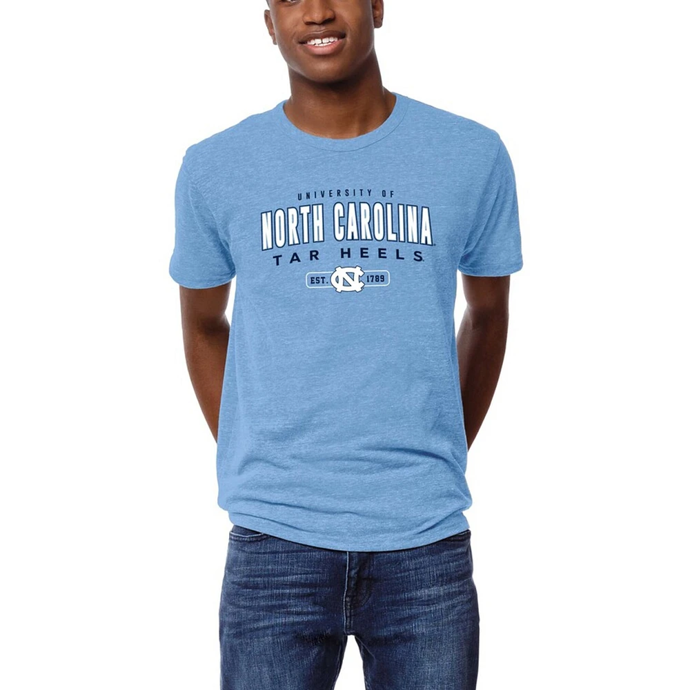 Men's League Collegiate Wear Heather Powder Blue North Carolina Tar Heels Victory Falls Tri-Blend T-Shirt