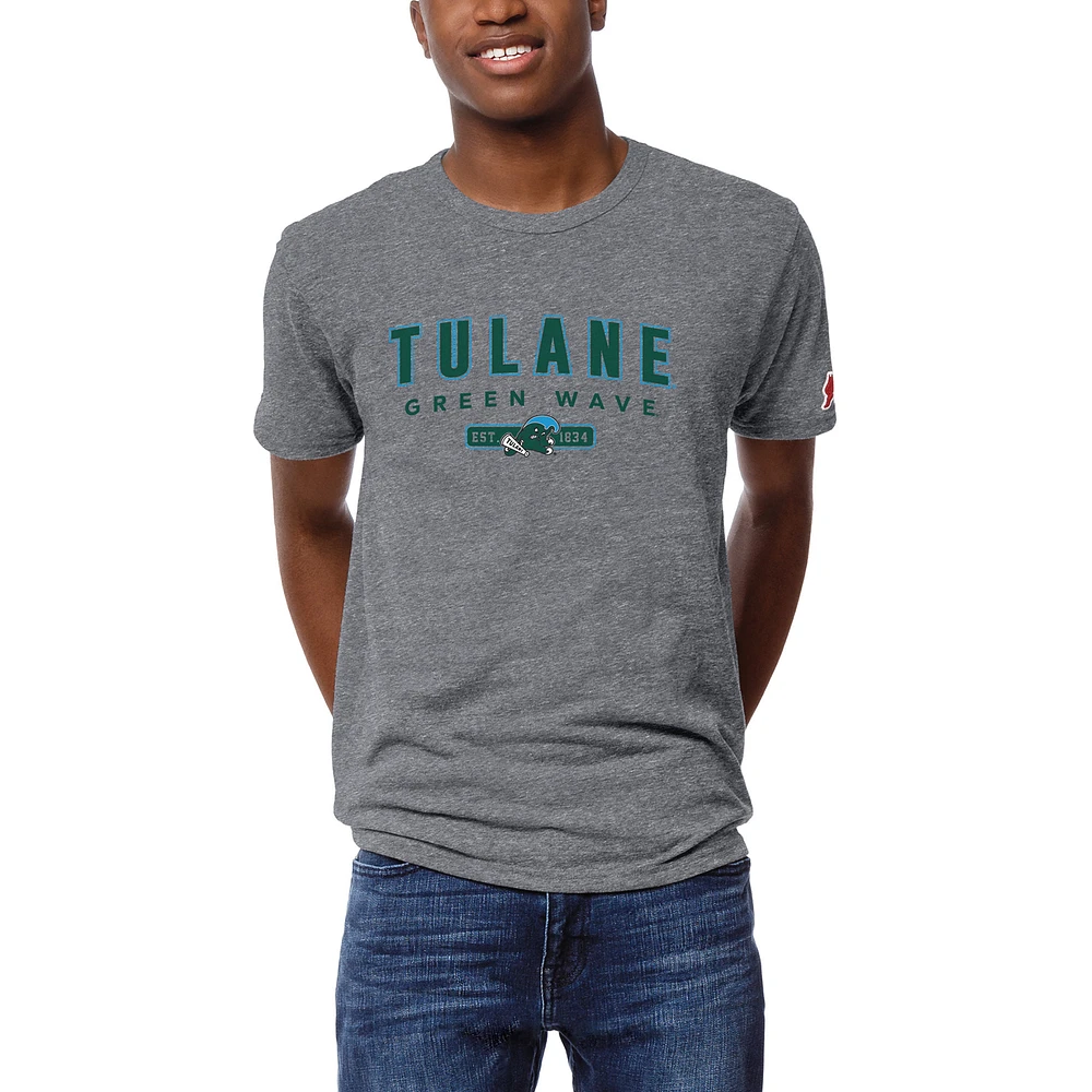 Men's League Collegiate Wear Heather Green Tulane Wave Victory Falls Tri-Blend T-Shirt