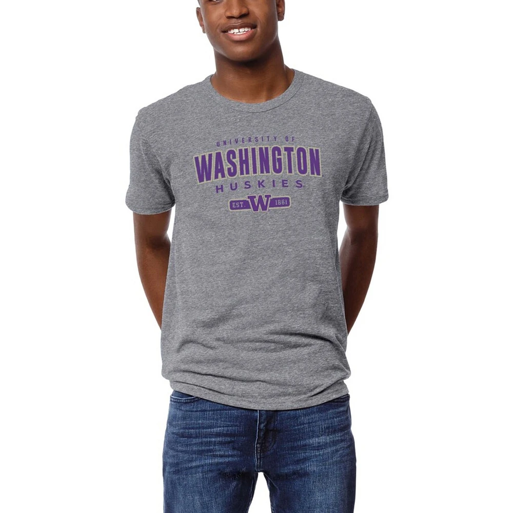 Men's League Collegiate Wear Heather Washington Huskies Victory Falls Tri-Blend T-Shirt