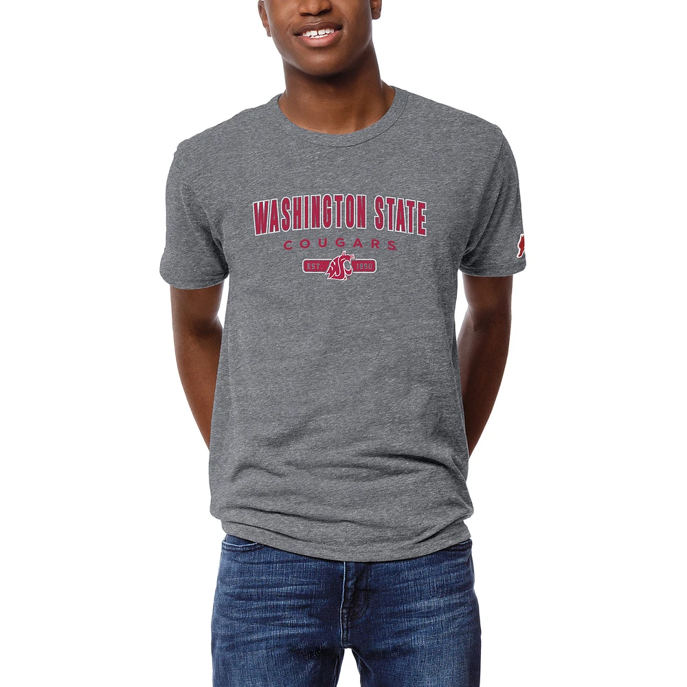 Men's League Collegiate Wear Heather Gray Washington State Cougars Victory Falls Tri-Blend T-Shirt