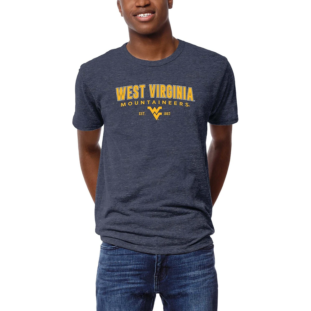 Men's League Collegiate Wear Heather Navy West Virginia Mountaineers Victory Falls Tri-Blend T-Shirt