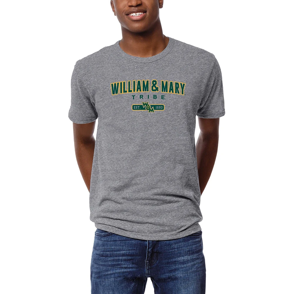 Men's League Collegiate Wear Heather William & Mary Tribe Victory Falls Tri-Blend T-Shirt
