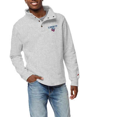 Men's League Collegiate Wear Ash Liberty Flames 1636 Fleece Quarter-Snap Pullover Sweatshirt