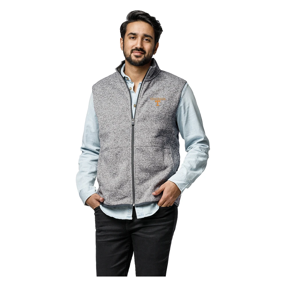 Men's League Collegiate Wear Heather Gray Tennessee Volunteers Saranac Collection Fleece Full-Zip Vest