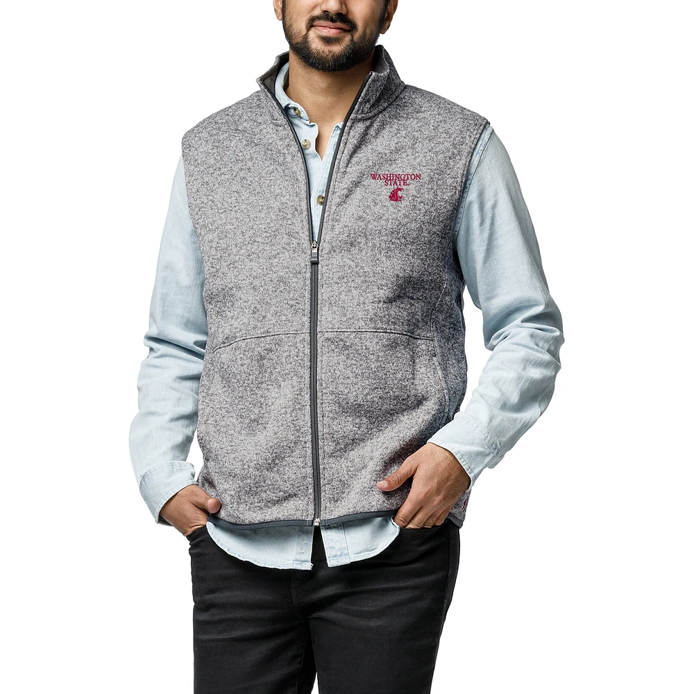 Men's League Collegiate Wear Heather Gray Washington State Cougars Saranac Collection Fleece Full-Zip Vest