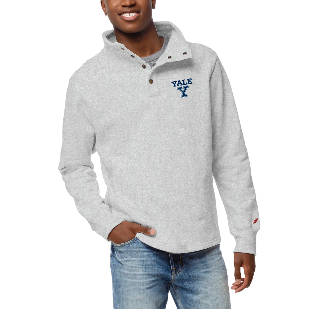 Men's League Collegiate Wear Ash Yale Bulldogs 1636 Fleece Quarter-Snap Pullover Sweatshirt