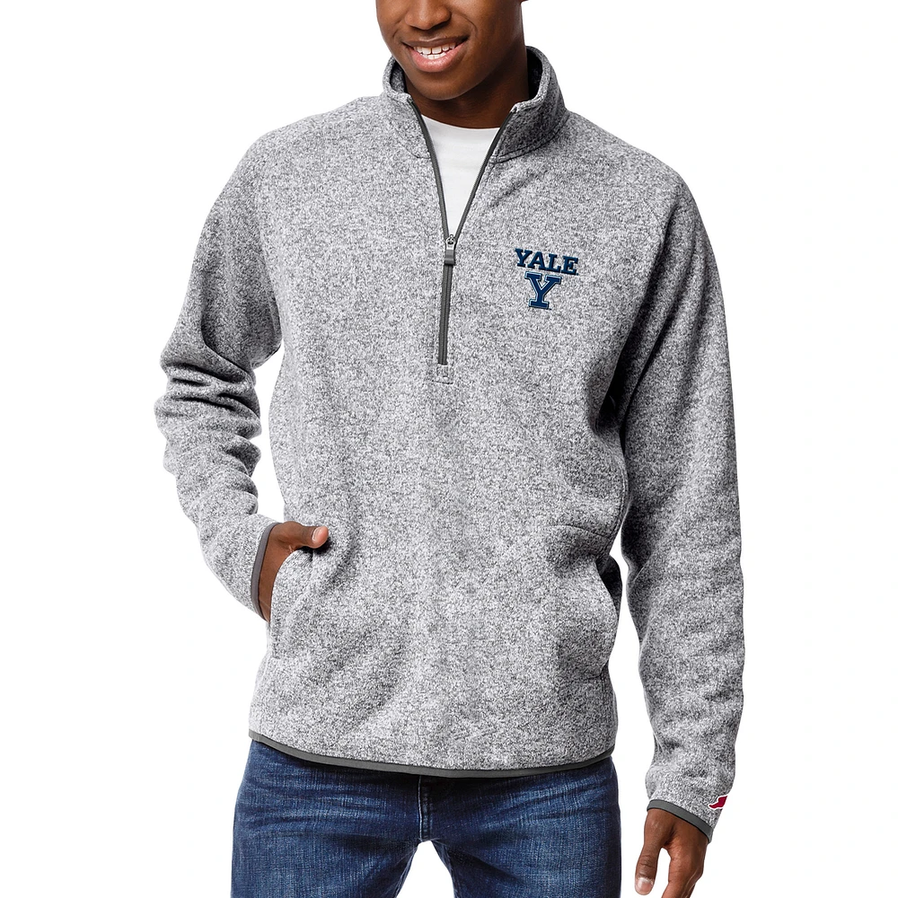 Men's League Collegiate Wear Heather Gray Yale Bulldogs Saranac Quarter-Zip Pullover