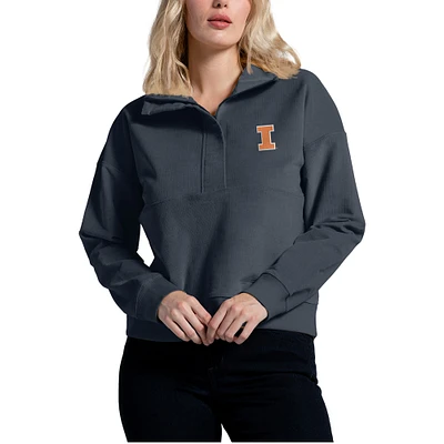 Women's Navy Illinois Fighting Illini Corduroy Half-Zip Sweatshirt