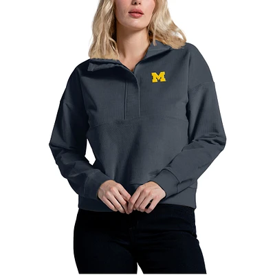 Women's Navy Michigan Wolverines Corduroy Half-Zip Sweatshirt