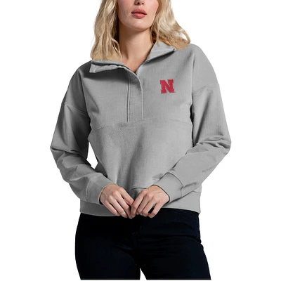 Women's Gray Nebraska Huskers Corduroy Half-Zip Sweatshirt