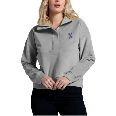 Women's Gray Northwestern Wildcats Corduroy Half-Zip Sweatshirt