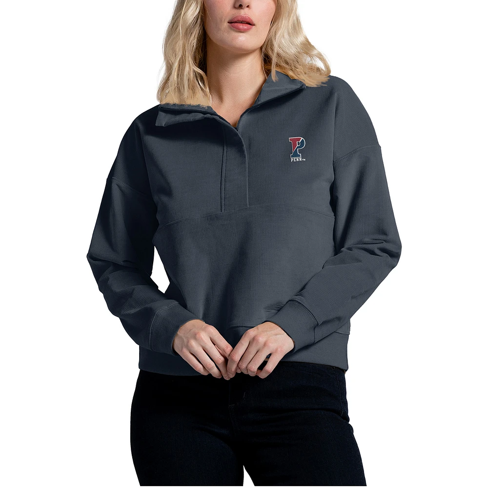 Women's Navy Pennsylvania Quakers Corduroy Half-Zip Sweatshirt