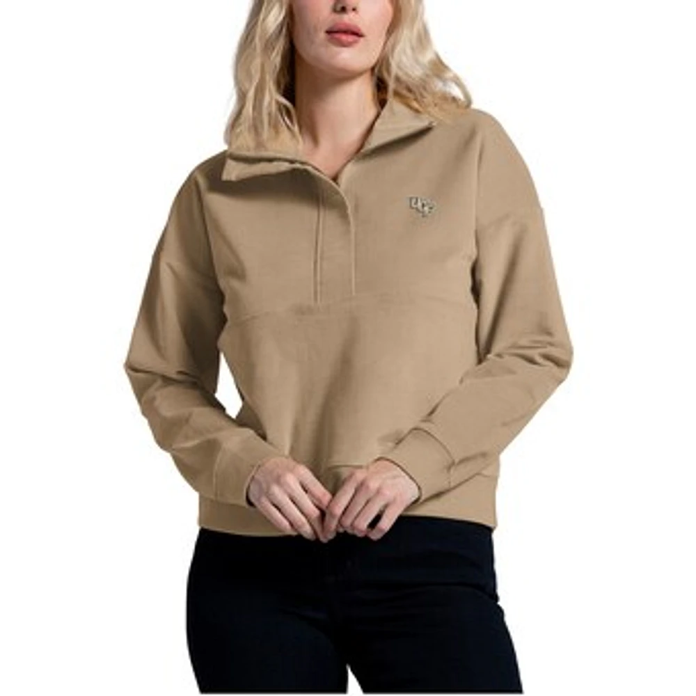 Women's Tan UCF Knights Corduroy Half-Zip Sweatshirt