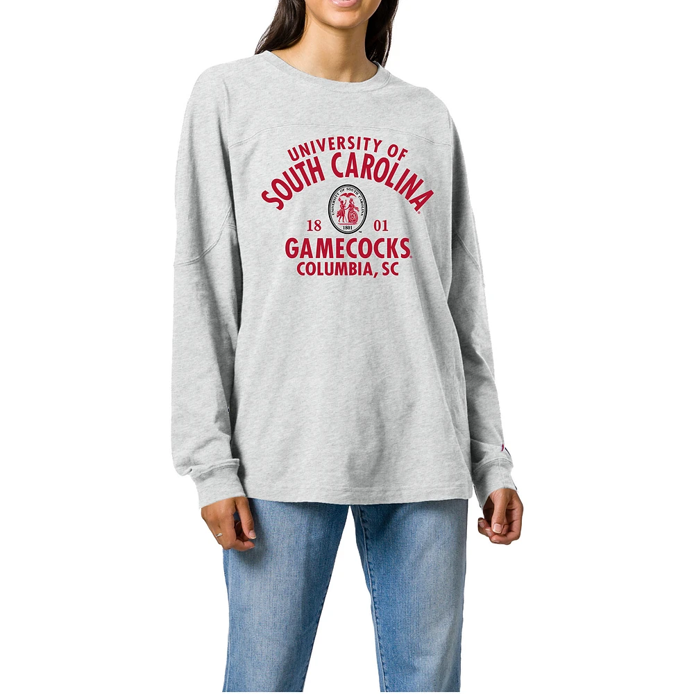 Women's Ash South Carolina Gamecocks Throwback Oversized Long Sleeve T-Shirt