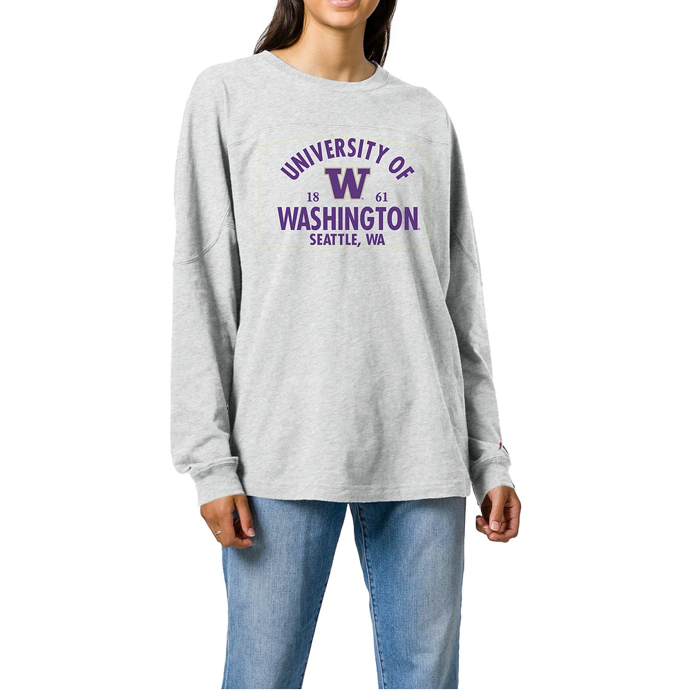 Women's Ash Washington Huskies Throwback Oversized Long Sleeve T-Shirt