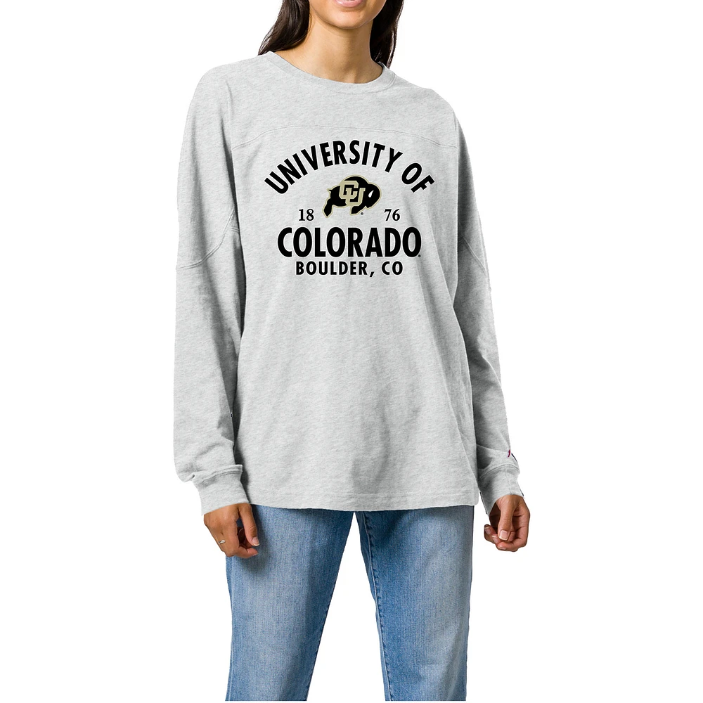 Women's Ash Colorado Buffaloes Throwback Oversized Long Sleeve T-Shirt