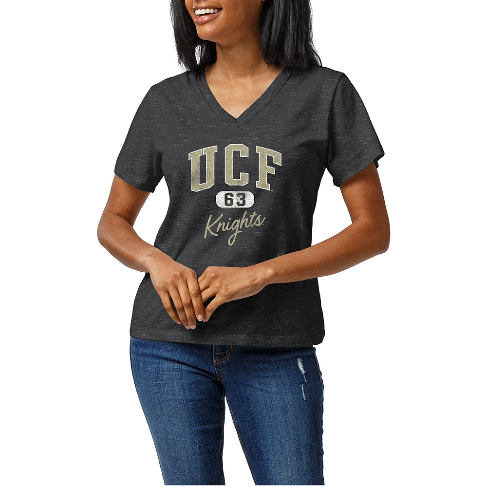 Women's Graphite UCF Knights Intramural Tri-Blend Boyfriend V-Neck T-Shirt