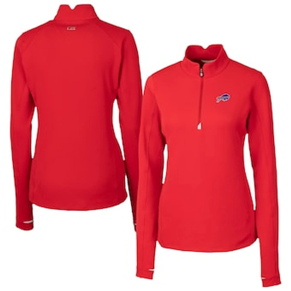 Women's Cutter & Buck Red Buffalo Bills Traverse Stretch Quarter-Zip Pullover Top