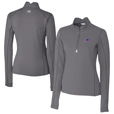 Women's Cutter & Buck Gray Buffalo Bills Traverse Stretch Quarter-Zip Pullover Top
