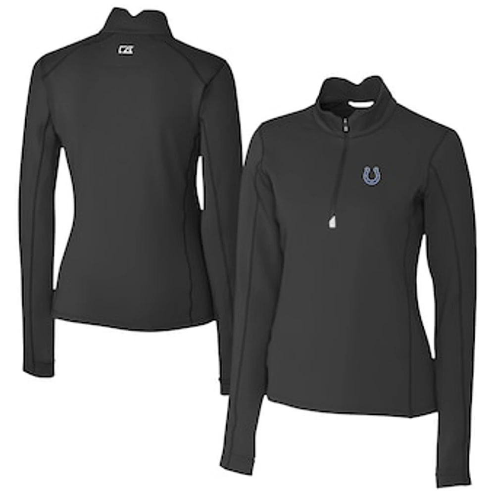 Women's Cutter & Buck Black Indianapolis Colts Traverse Stretch Quarter-Zip Pullover Top