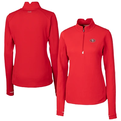 Women's Cutter & Buck Scarlet San Francisco 49ers Traverse Stretch Quarter-Zip Pullover Top