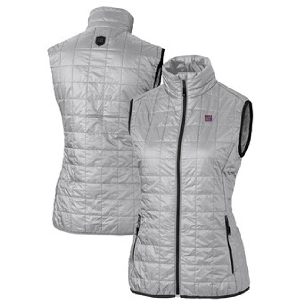 Women's Cutter & Buck Gray New York Giants Rainier PrimaLoft Eco Insulated Full-Zip Puffer Vest