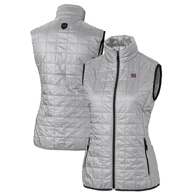 Women's Cutter & Buck Gray New York Giants Rainier PrimaLoft Eco Insulated Full-Zip Puffer Vest