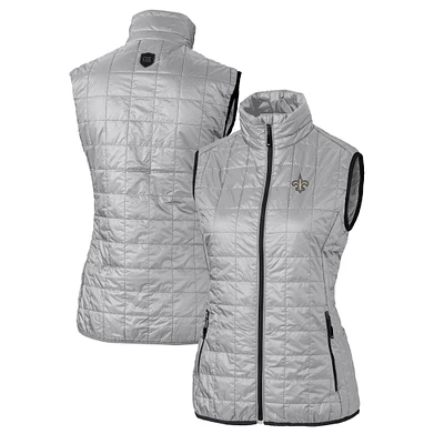 Women's Cutter & Buck Gray New Orleans Saints Rainier PrimaLoft Eco Insulated Full-Zip Puffer Vest