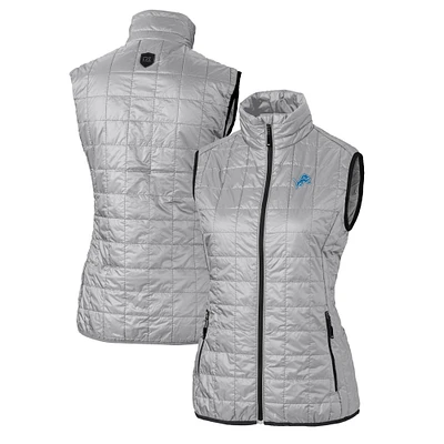 Women's Cutter & Buck Gray Detroit Lions Rainier PrimaLoft Eco Insulated Full-Zip Puffer Vest