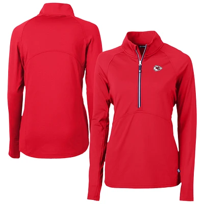 Women's Cutter & Buck Red Kansas City Chiefs Adapt Eco Knit Stretch Recycled Half-Zip Pullover Top
