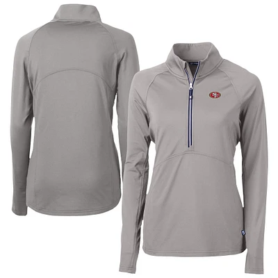 Women's Cutter & Buck Gray San Francisco 49ers Adapt Eco Knit Stretch Recycled Half-Zip Pullover Top