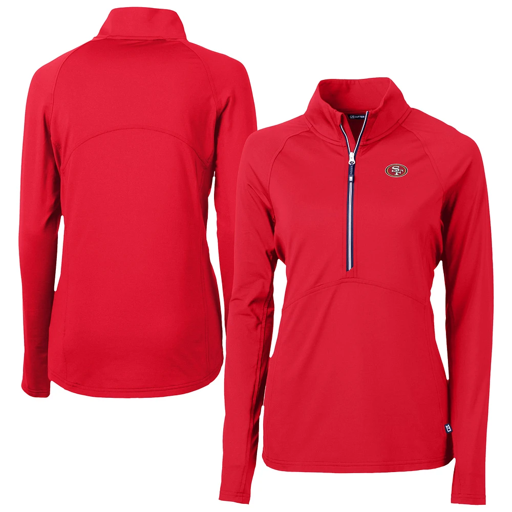 Women's Cutter & Buck Scarlet San Francisco 49ers Adapt Eco Knit Stretch Recycled Half-Zip Pullover Top