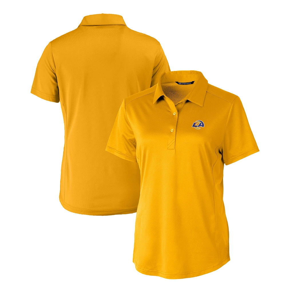 Women's Cutter & Buck Gold Los Angeles Rams Prospect Eco Textured Stretch Recycled Polo