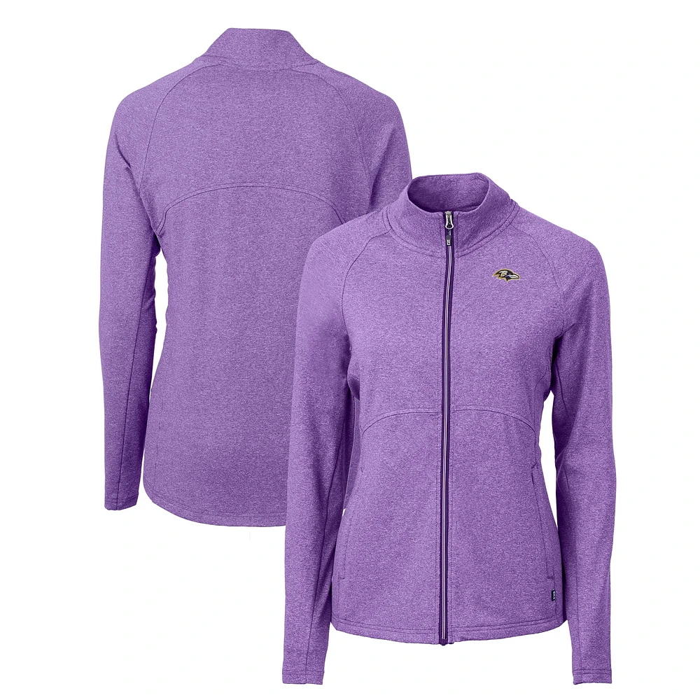 Women's Cutter & Buck Heather Purple Baltimore Ravens Adapt Eco Knit Full-Zip Jacket
