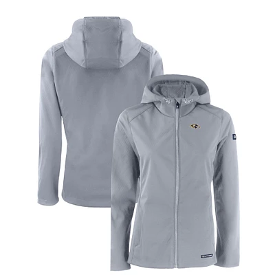 Women's Cutter & Buck Gray Baltimore Ravens Evoke Eco Softshell Recycled Full-Zip Jacket