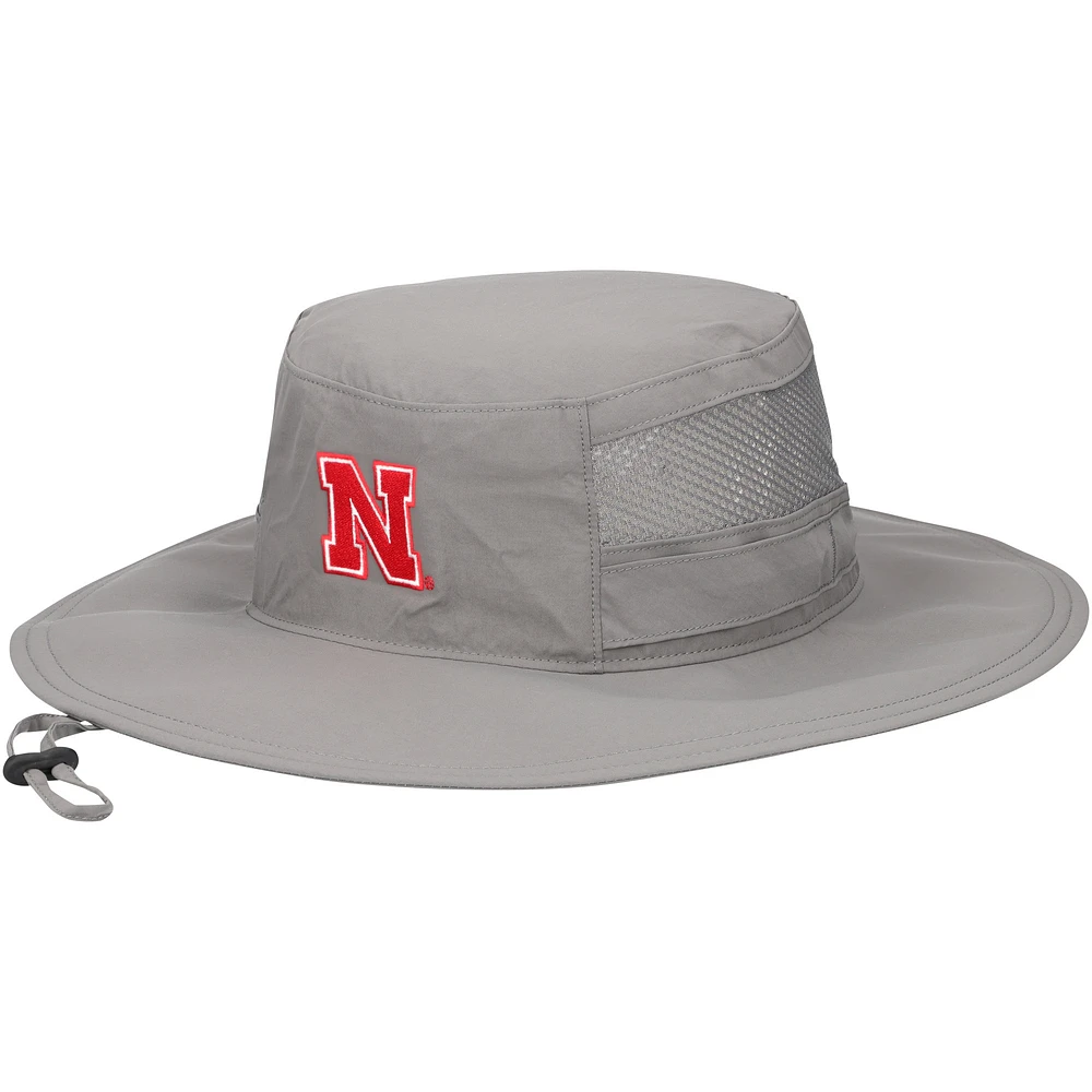 Men's Columbia Gray Nebraska Huskers Bora Bora III Omni-Shade Booney Hat