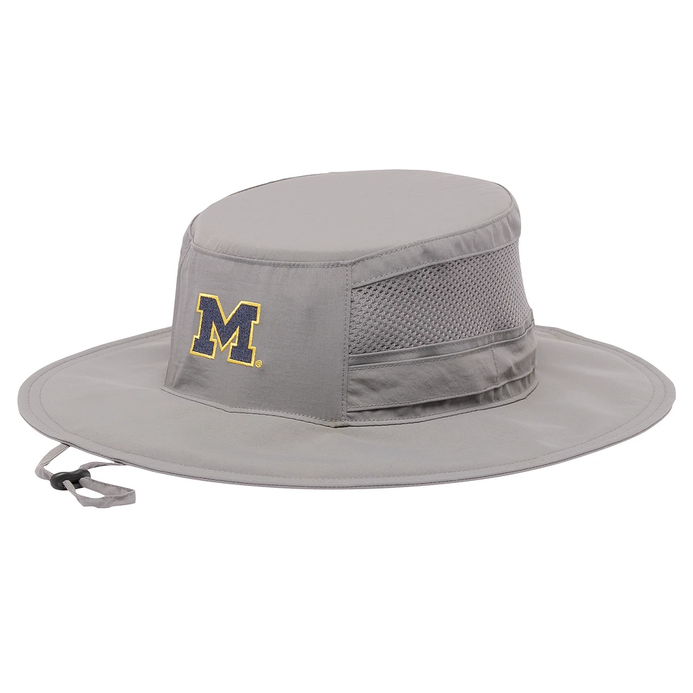 Men's Columbia Gray Michigan Wolverines Bora Bora III Omni-Shade Booney Hat