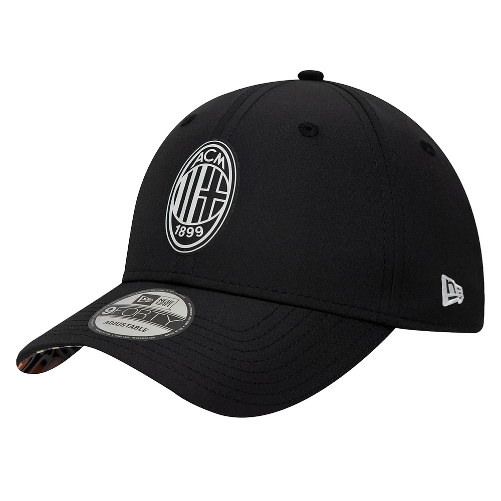 Men's New Era Black AC Milan Graffiti 9FORTY Adjustable Hat