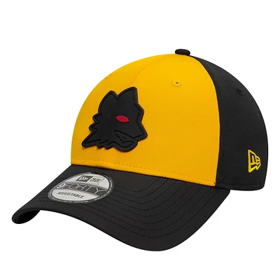 Men's New Era Gold/Black AS Roma Rubber Wolf Adjustable 9FORTY Hat