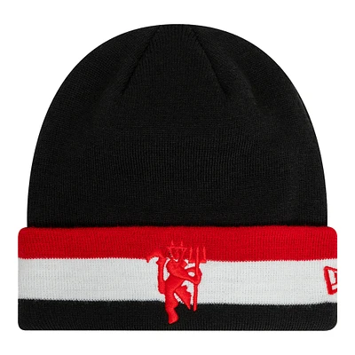 Men's New Era Black Manchester United Flag Cuffed Knit Hat