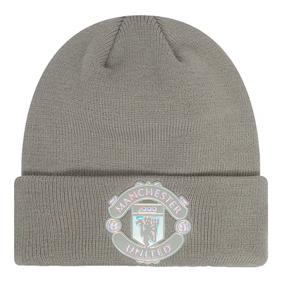 Youth New Era Gray Manchester United Iridescent Cuffed Knit Hat