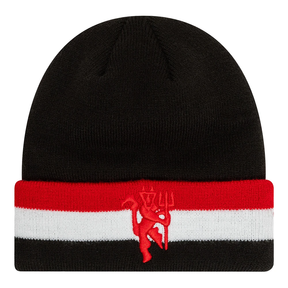 Youth New Era Black Manchester United Flag Cuffed Knit Hat