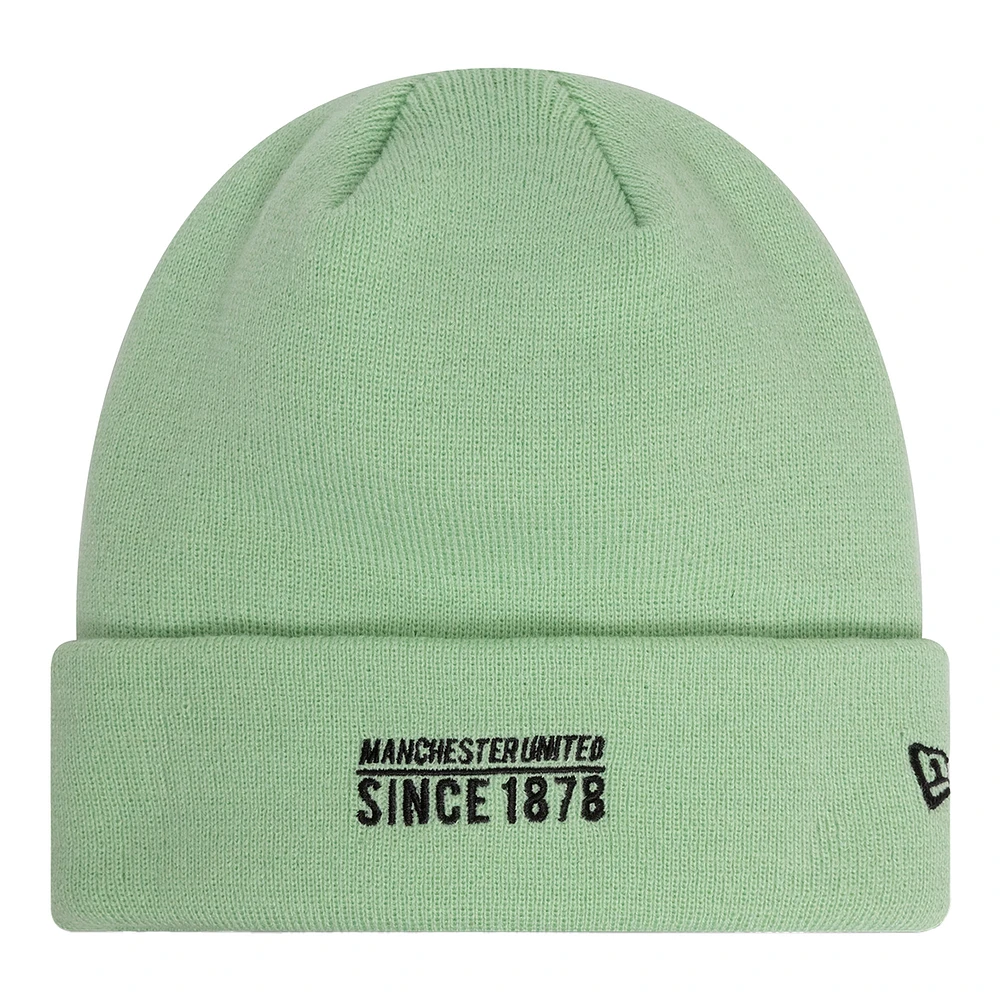 Women's New Era Light Green Manchester United Seasonal Cuffed Knit Hat