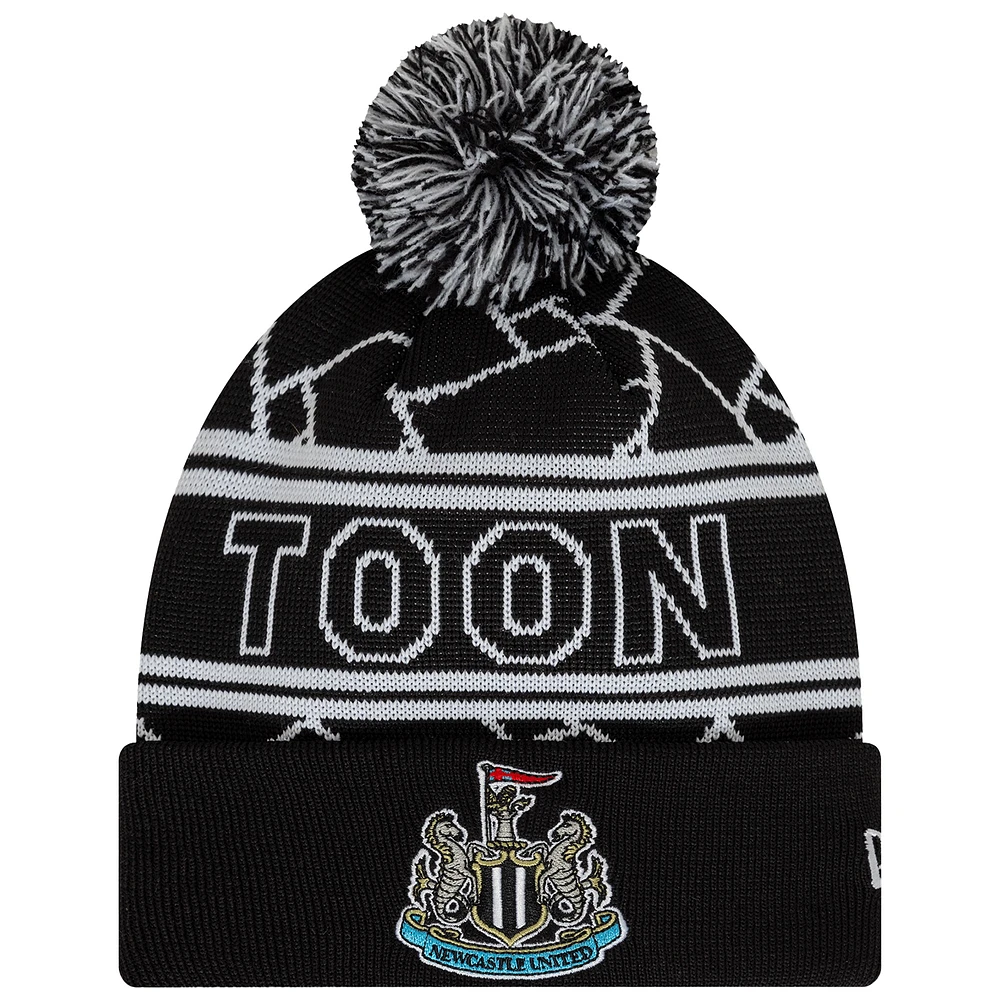 Youth New Era Black Newcastle United Sport Cuffed Knit Hat with Pom